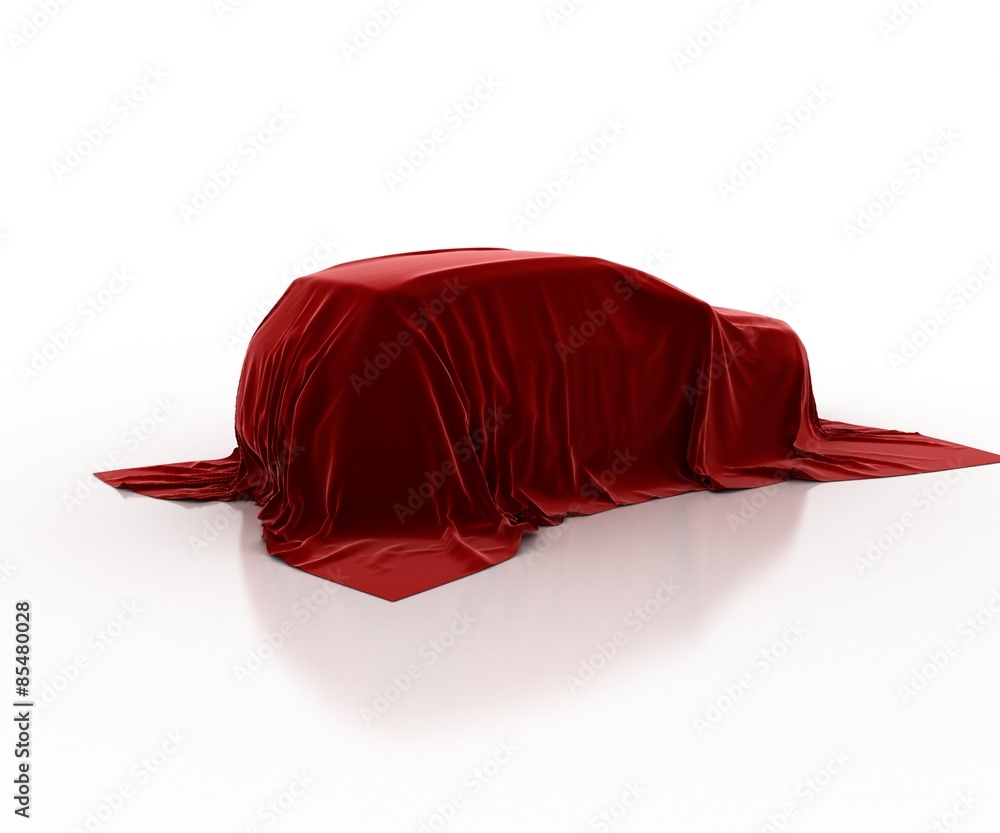 Car covered with velvet. The secret cars. 3D.