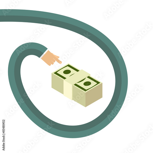 Longarm shows for money. As a gesture of the hand. Vector illust photo