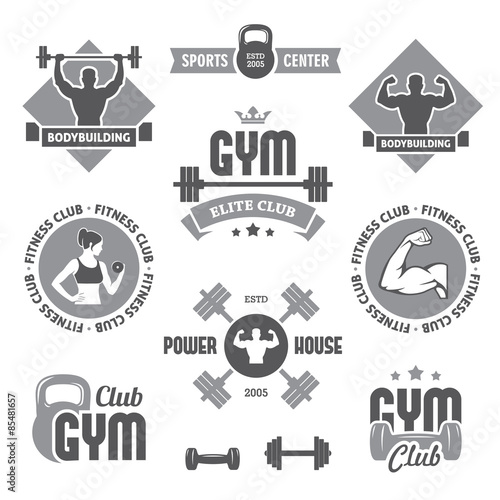 Monochrome gym labels