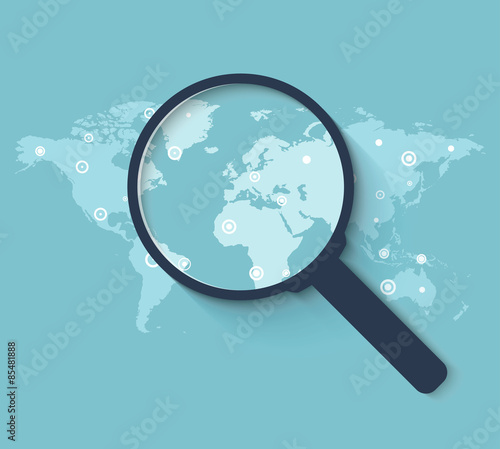 Global search concept in flat style. Vector illustration
