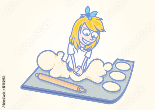 girl making pizza