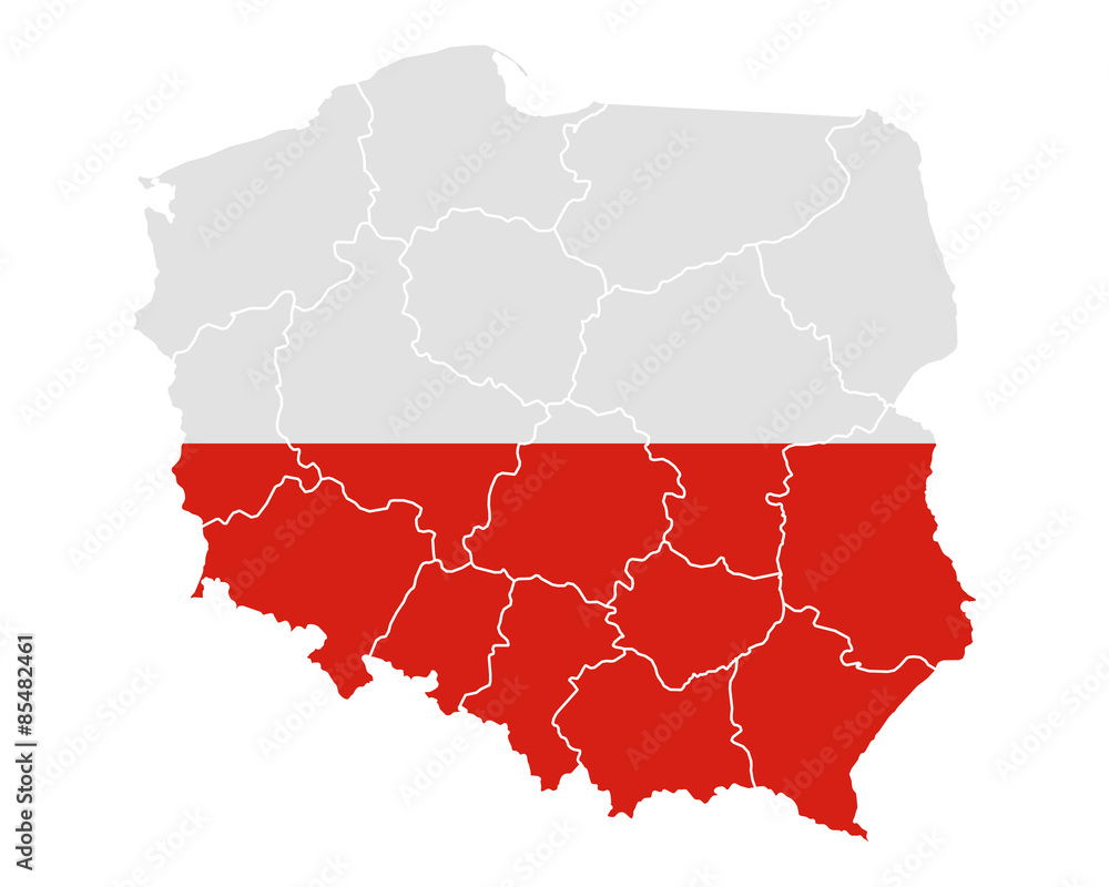 Naklejka premium Karte und Fahne von Polen