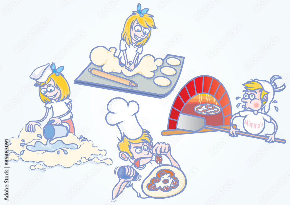 Fototapeta premium kids making pizza