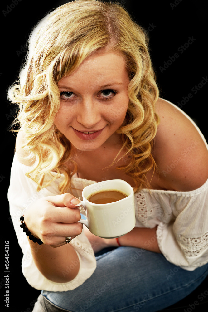 Beautiful Woman with cup of Coffee Beautiful Woman with cup of Coffee