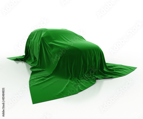 Green car covered cloth.