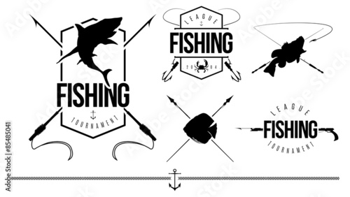 Fishing Silhouettes signs and symbols set 1
