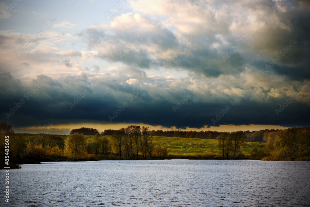 Obraz premium countryside landscape at sunset