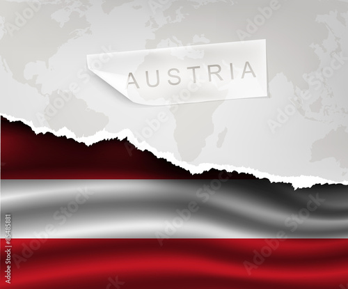 paper with hole and shadows austria flag