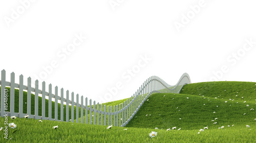 Idealistic landscape with fence