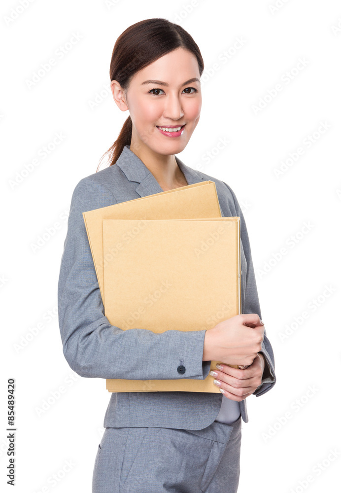 Young businesswoman holding with document work Young businesswoman holding with document work