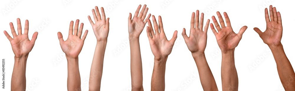 Human Hand, Hand Raised, Volunteer. Human Hand, Hand Raised, Volunteer.