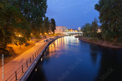 Evening at Brda River in Bydgoszcz