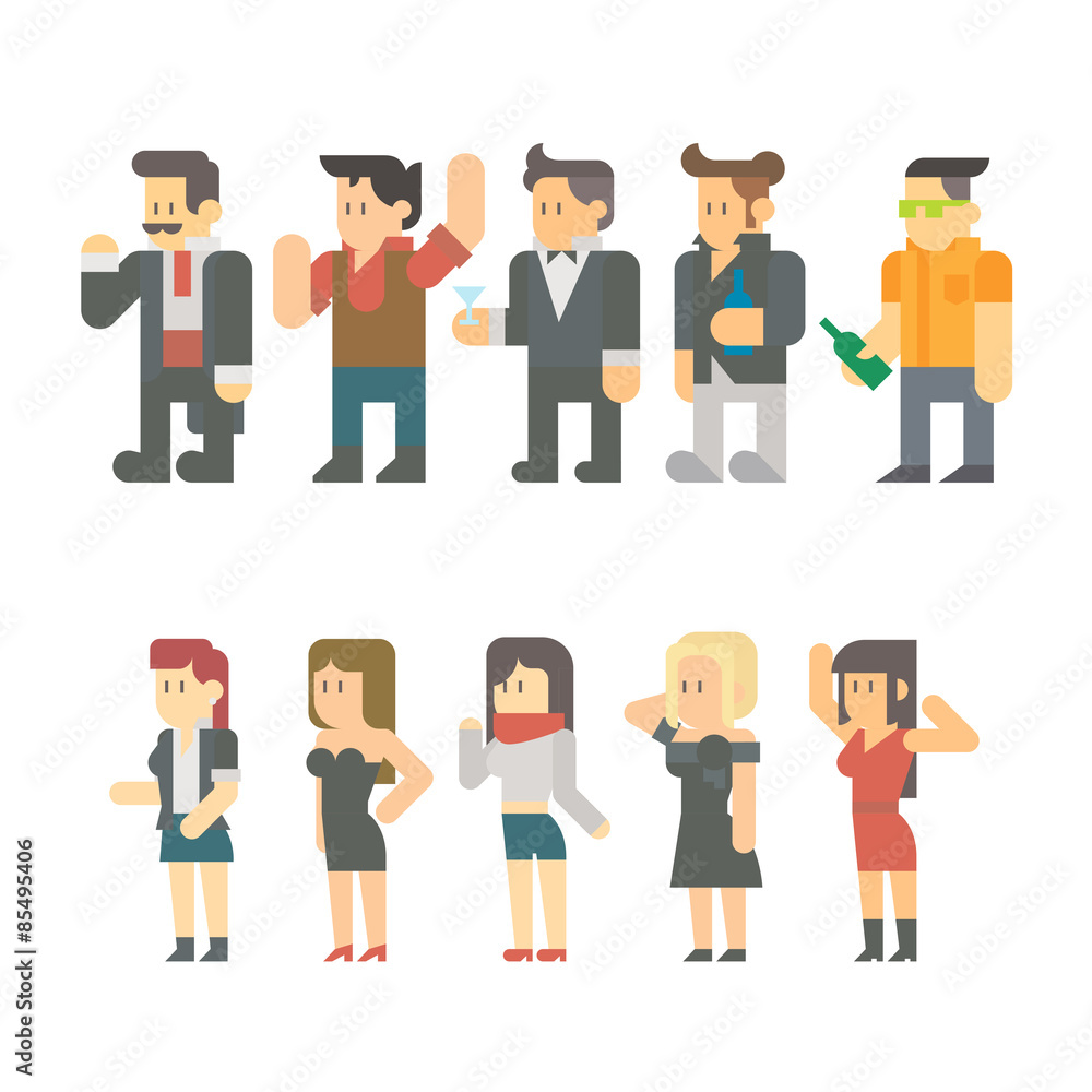 Flat design of party people set