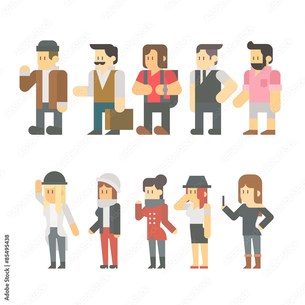 Flat design of travel people set Flat design of travel people set