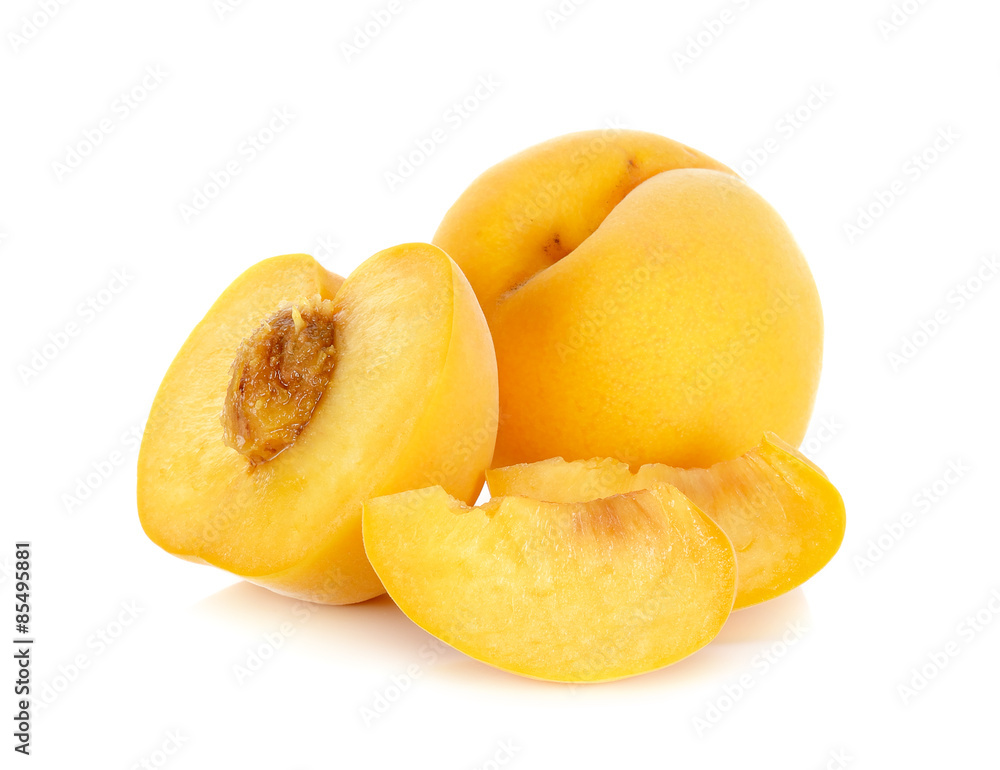 Yellow peach isolated on the white background