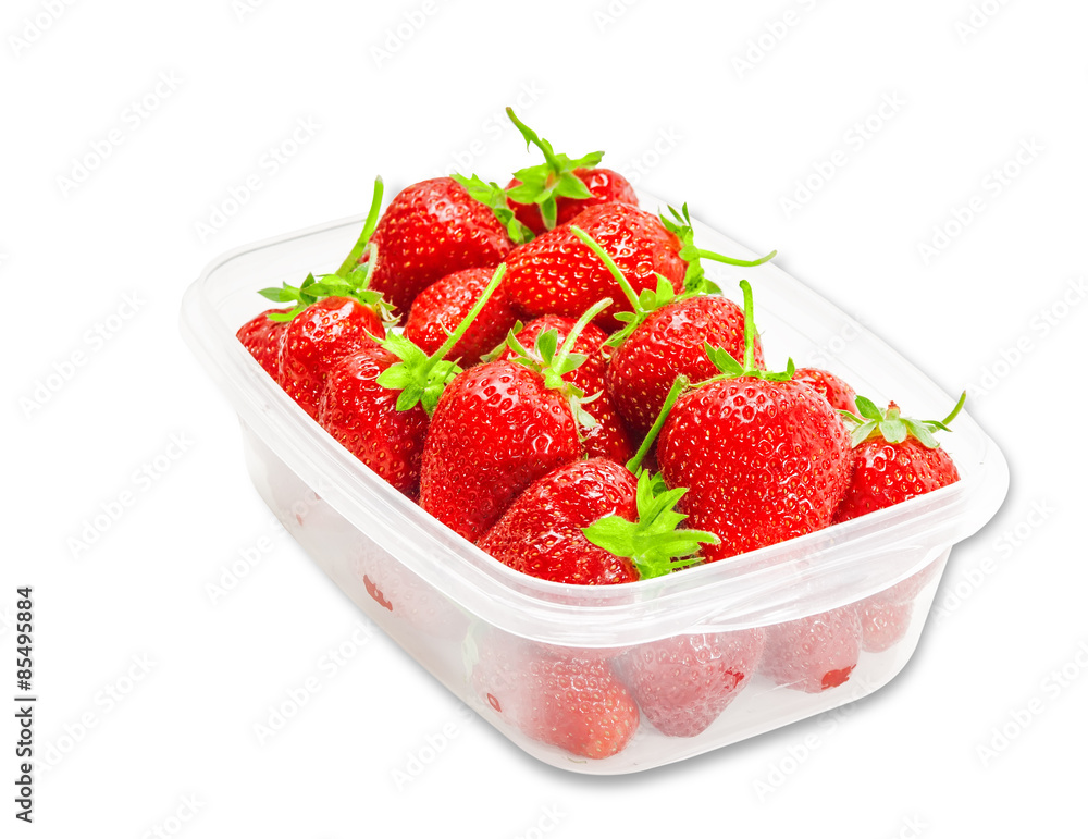 Plastic tray with strawberries Plastic tray with strawberries