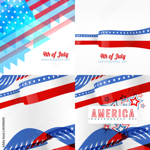 creative set of american independence day background