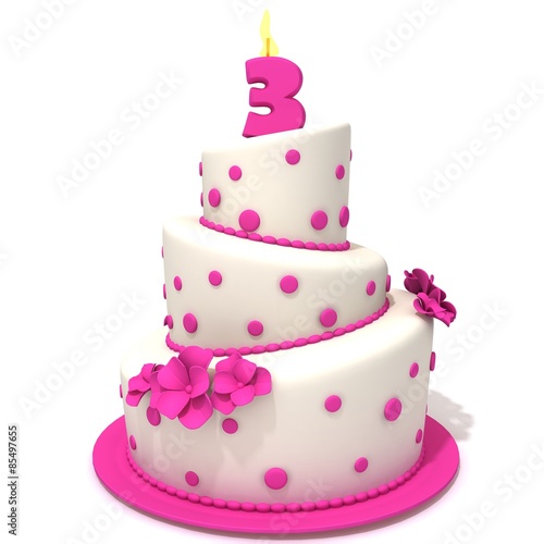 Birthday cake with number three 