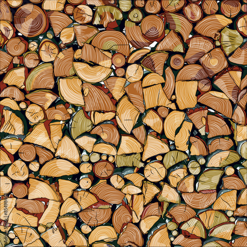 Pile of wood logs ready for winter - landscape exterior