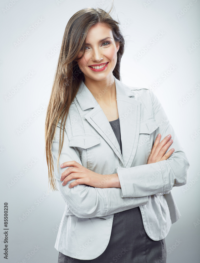 Smiling business woman portrait. Isolated on white background. Smiling business woman portrait. Isolated on white background.