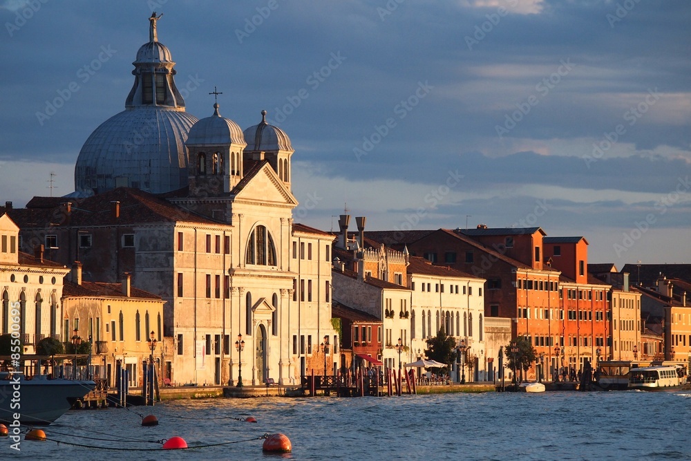 Fototapeta premium Venice, Giudecca Island - The Church of St. Mary of Presentation, or the Zitelle Church, at sunset.