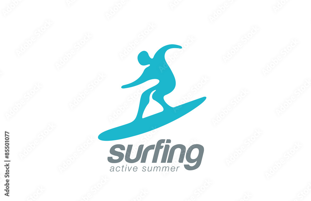 Surfer logo design vector template. Active water sport icon...Su Surfer logo design vector template. Active water sport icon...Su