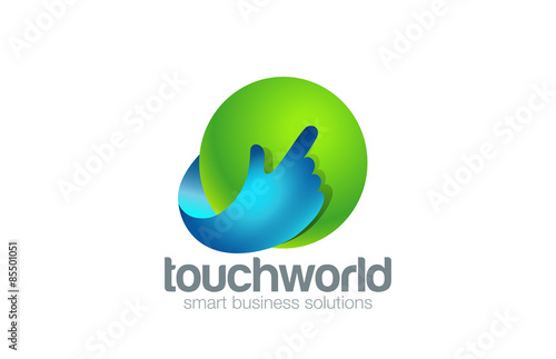 Hand Touch Logo Technology design vector template...Finger press