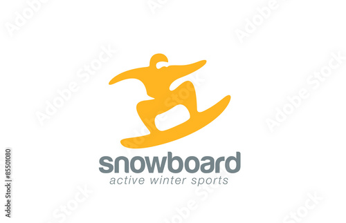 Snowboard logo design vector template. Winter Active sport icon.