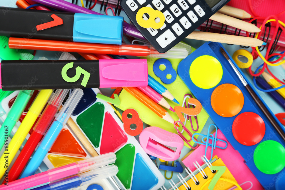 Full background of school supplies Full background of school supplies