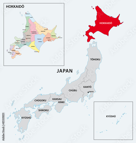 japan region hokkaido map