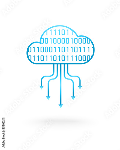 Cloud computing concept with binary code
