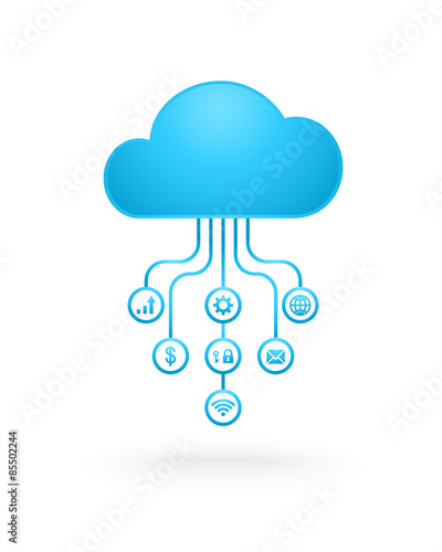 Cloud computing concept with business icons
