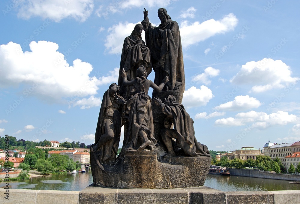 Statue of St Cyril and St Methodius along Charles Bridge, Prague.