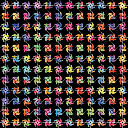 かざぐるまのテクスチャ(カラフル黒背景)