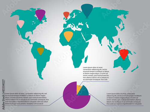 Infographic retro map with diagram