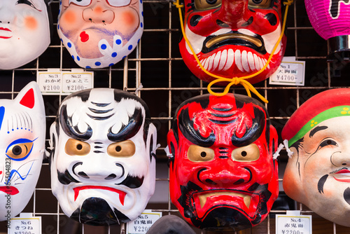 TOKYO -March 28 2015: Japanese mask at souvenir shop Senso-ji Te photo
