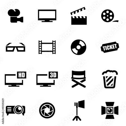 Vector black cinema icon set