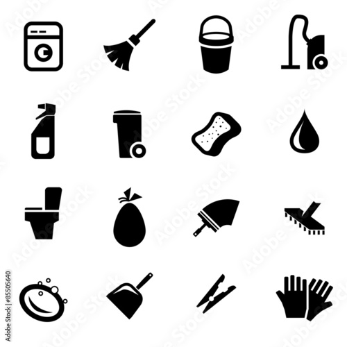 Vector black cleaning icon set