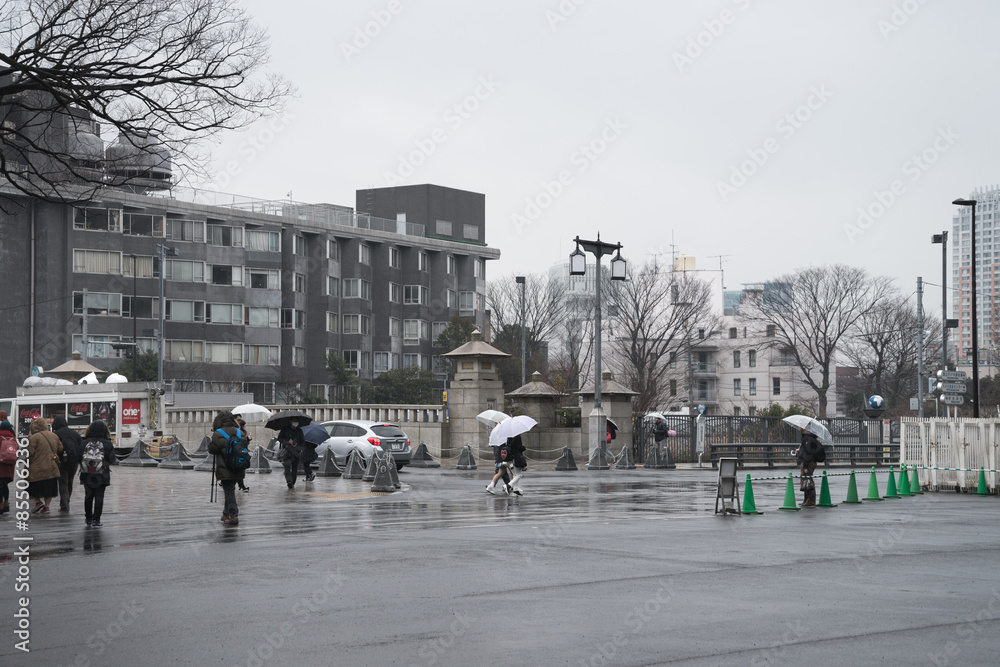 TOKYO - March 01,2015 : People walk toward Yoyogi park near Hara