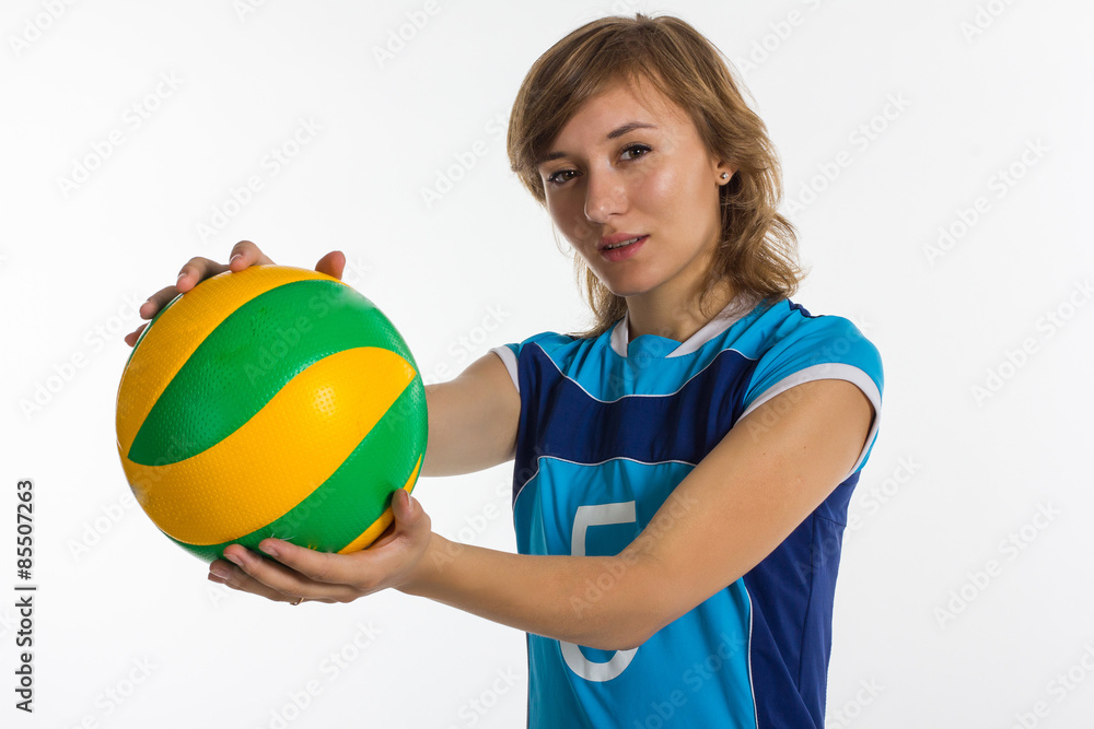 Young sport woman with volleyball ball isolated Young sport woman with volleyball ball isolated