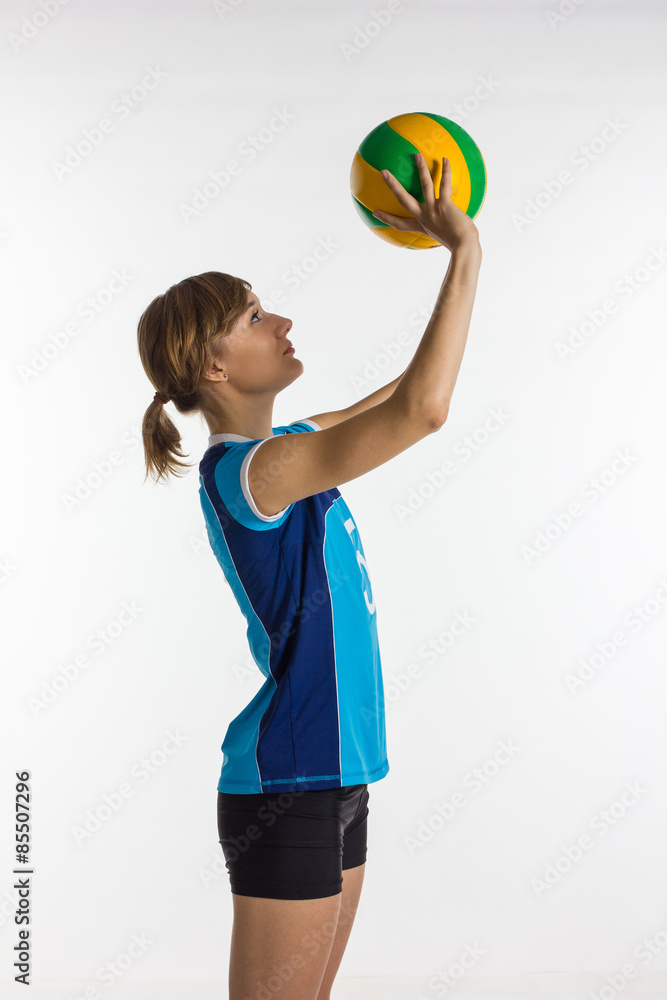 Young sport woman with volleyball ball isolated Young sport woman with volleyball ball isolated