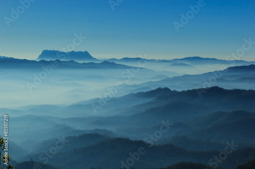 blue color of mountains during sunset ,Chiang Mai , Thailand © doidam10