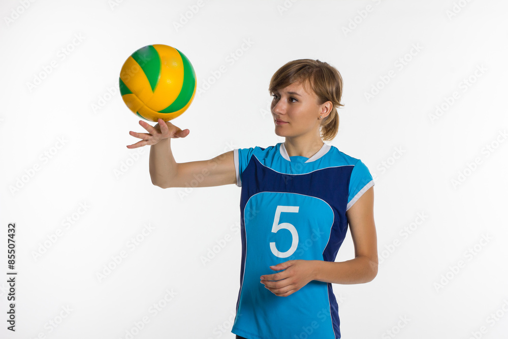Young sport woman with volleyball ball isolated Young sport woman with volleyball ball isolated