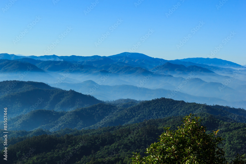 blue color of mountains during sunset ,Chiang Mai , Thailand