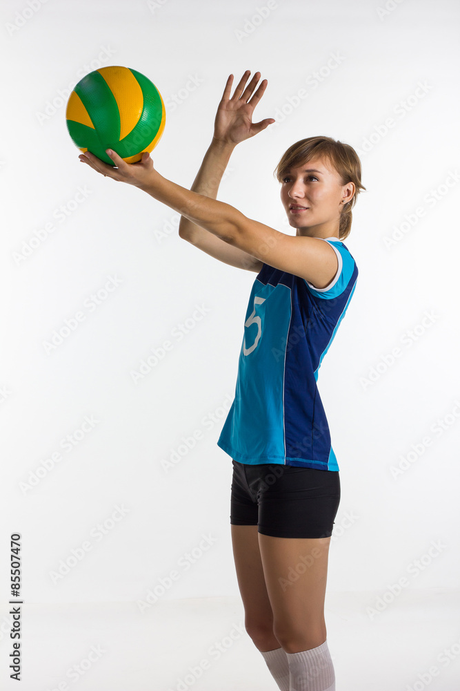 Young sport woman with volleyball ball isolated Young sport woman with volleyball ball isolated