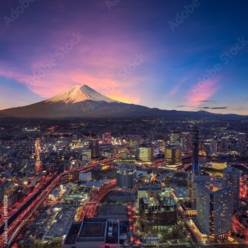 Photography Surreal view of Yokohama city and Mt. Fuji
