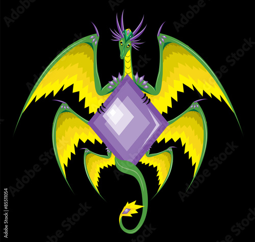  Green dragon with six wings.