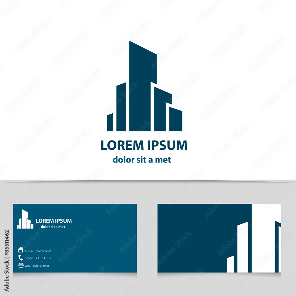 Building construction, logo design for your company. Creative logotype with business card template.