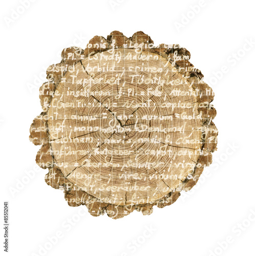 Holzscheibe mit Schrift