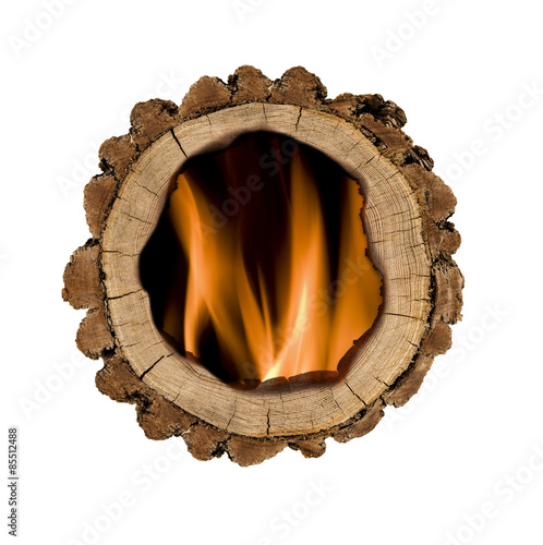 Holzscheibe mit Feuer